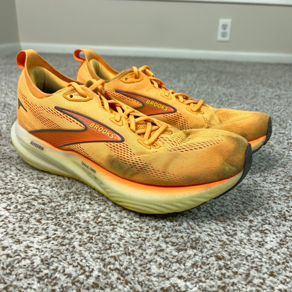 Brooks Shoes Mens 13 Orange Glycerine 22 Cushioned Sneakers Training Running